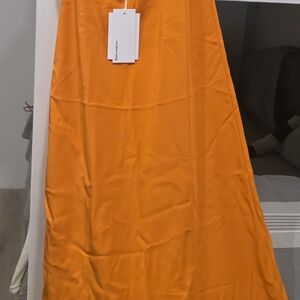 Reformation Orange Maxi A-Line Skirt for Casual Resort Wear